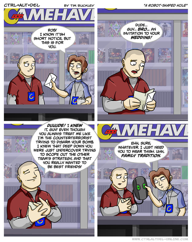 A robot-shaped hole